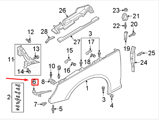 NEW AUDI A4 B9 FRONT LEFT FENDER BRACE END PLATE 8W0821091 ORIGINAL