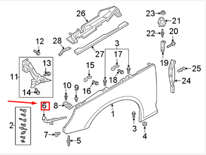 NEW AUDI A4 B9 FRONT LEFT FENDER BRACE END PLATE 8W0821091 ORIGINAL