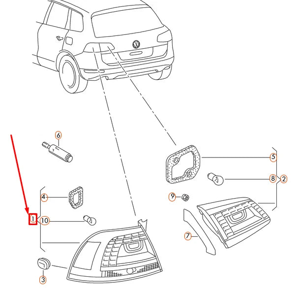 NEW VOLKSWAGEN TOUAREG 7P REAR RIGHT LED OUTER TAIL LIGHT 7P6945208 ORIGINAL