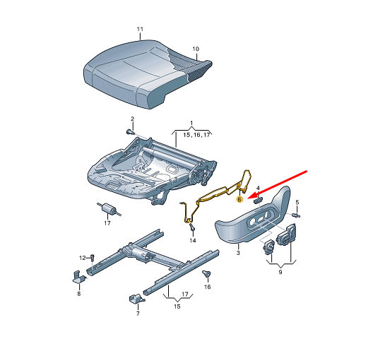 new cupra formentor front left seat frame retaining bar 5h0881559 original