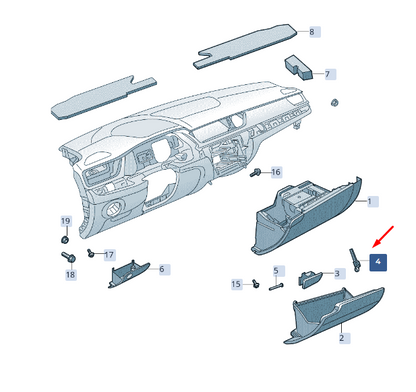 new skoda superb mk3 glove box brake element with switch lhd 3v1880397a original