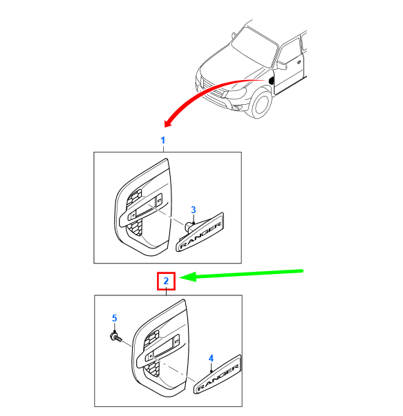new ford ranger mk2 front left fender moulding grille trim assy 5055041 original