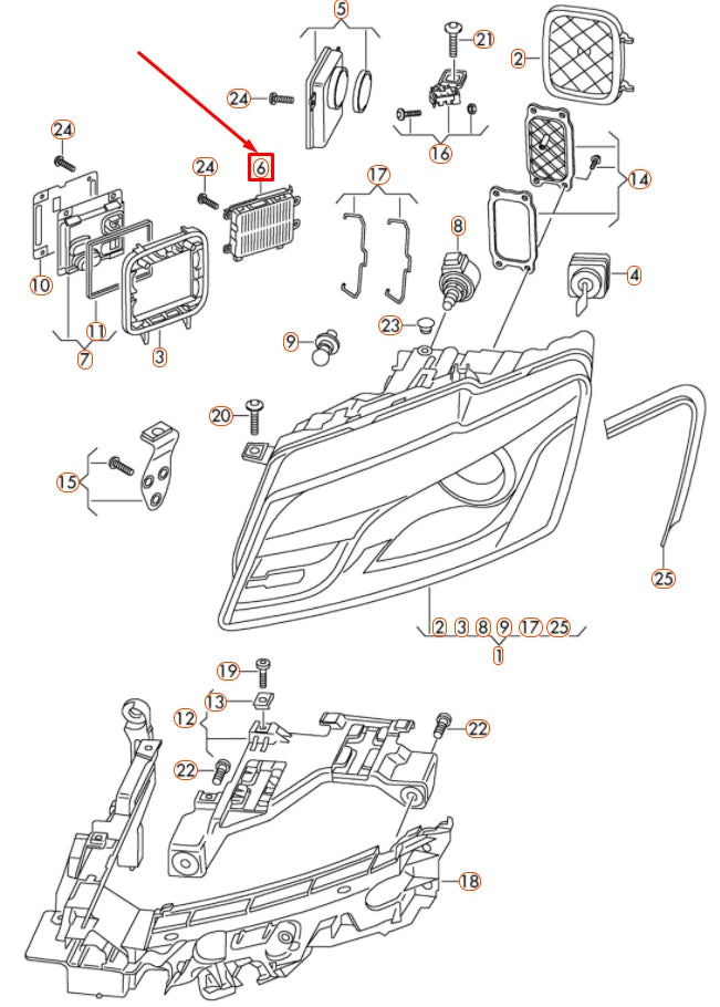 NEW AUDI Q5 8R FRONT LED HEADLIGHT CONTROL UNIT 8R0907472B ORIGINAL