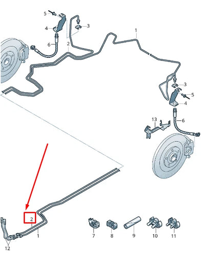 NEW AUDI A8 4N REAR RIGHT BRAKE LINE LHD 4N1614742K