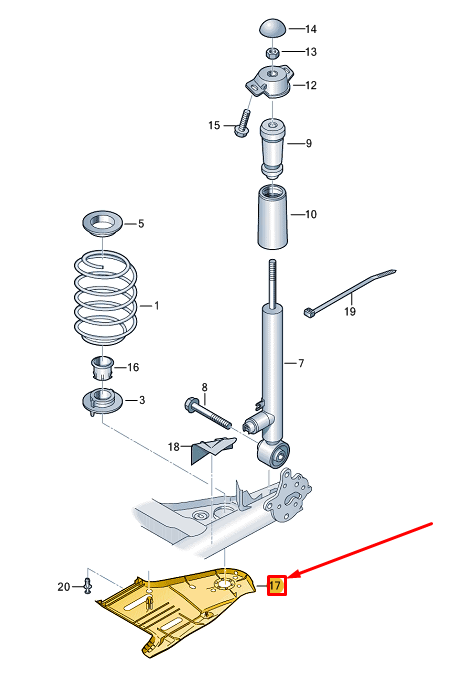 new vw golf cd mk8 rear left axle stone chip guard 5q0501559j original
