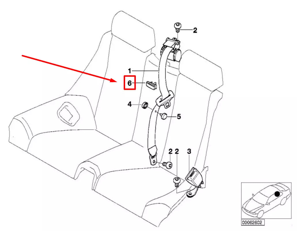 NEW BMW 3 CABRIO E46 REAR SEAT BELT GUIDE 7009662 52107009662 ORIGINAL
