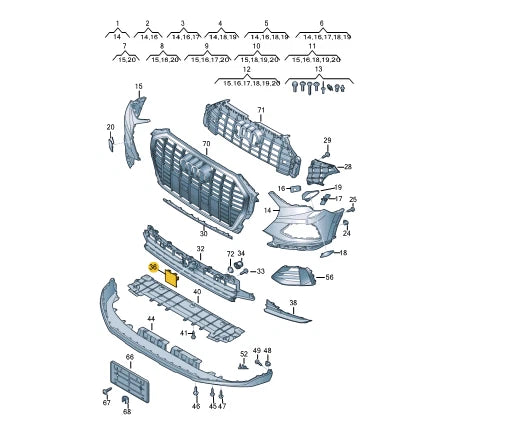 NEW AUDI Q3 F3 SPORTBACK FRONT BUMPER RADIATOR GRILLE TRIM 83A8074129B9