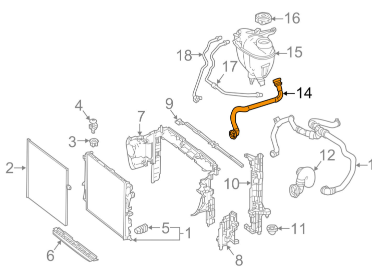NEW MERCEDES BENZ S W222 COOLANT FILLING HOSE A2225015591 ORIGINAL