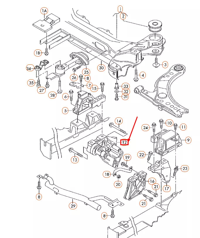 NEW VOLKSWAGEN BEETLE 9C RIGHT ENGINE SUPPORT 038199207AG