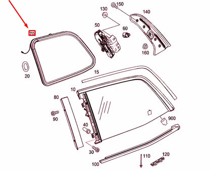 NEW MERCEDES-BENZ GLS X166 REAR LEFT SIDE WINDOW SEALING A1666808900 ORIGINAL