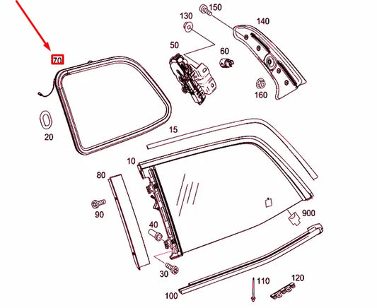 NEW MERCEDES-BENZ GLS X166 REAR LEFT SIDE WINDOW SEALING A1666808900 ORIGINAL