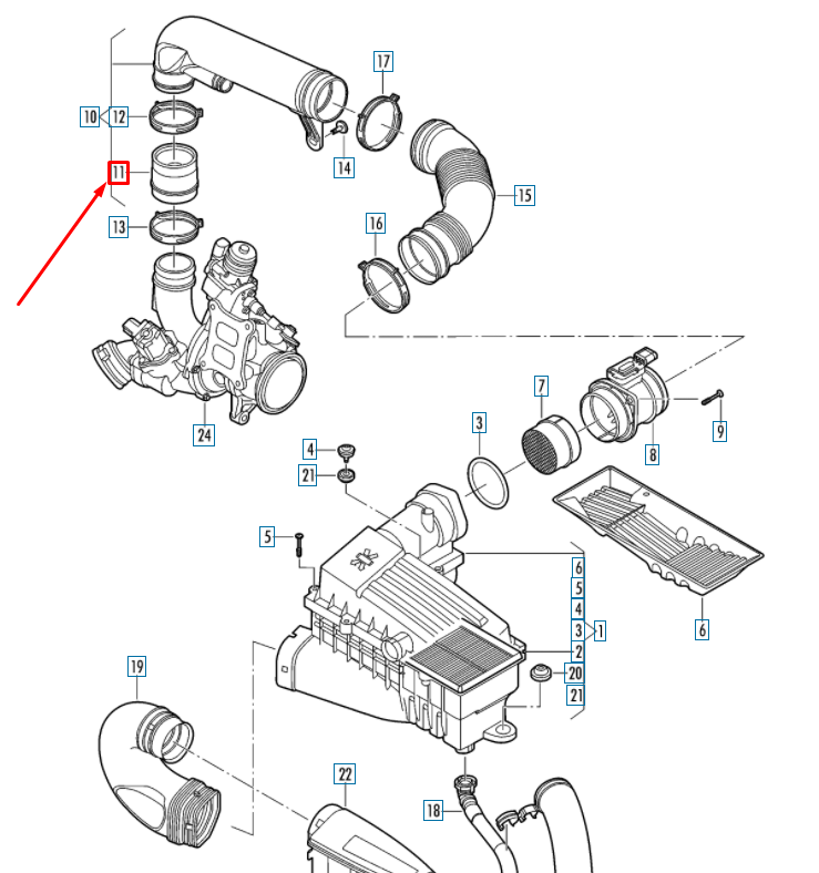 NEW AUDI A1 MK1 ENGINE AIR INTAKE HOSE FRONT 1K0129627C ORIGINAL