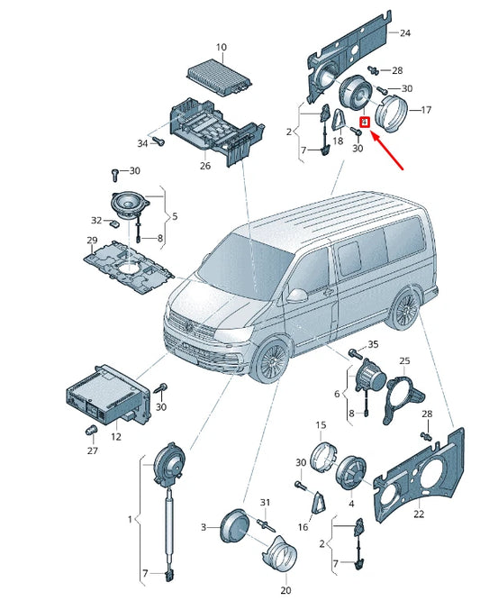 NEW VW TRANSPORTER VI T6 REAR BASS LOUDSPEAKER 7E0035453G