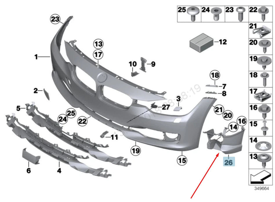 NEW BMW 3 F30 FRONT LEFT FOG LIGHT BRACKET 51117266197 7266197 2014 ORIGINAL