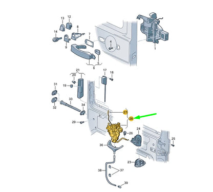 NEW VW TRANSPORTER T5 RIGHT SLIDING DOOR REMOTE CONTROL LOCK 7E0843654BT
