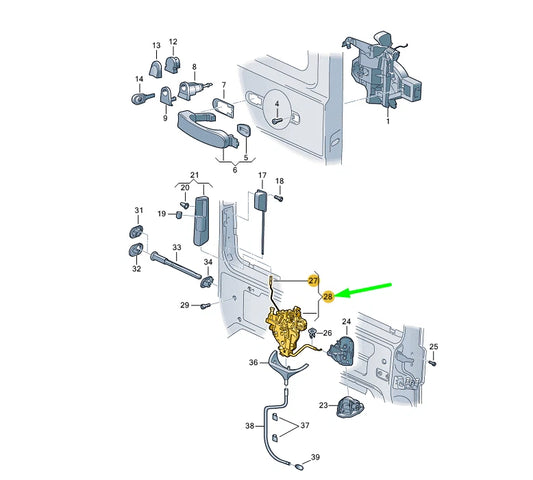 NEW VW TRANSPORTER T5 RIGHT SLIDING DOOR REMOTE CONTROL LOCK 7E0843654BT