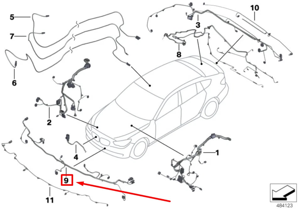 NEW BMW 5 F10 FRONT END WIRING HARNESS 61129246827 9246827 ORIGINAL