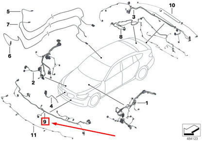 NEW BMW 5 F10 FRONT END WIRING HARNESS 61129246827 9246827 ORIGINAL