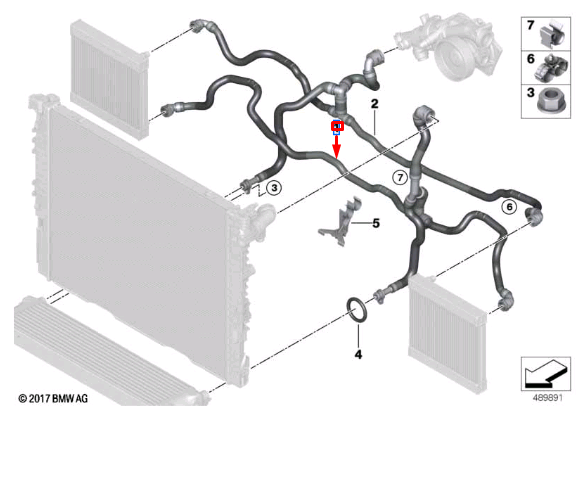 new bmw m8 gran coupe g16 f93 external radiator coolant hose 17128679008