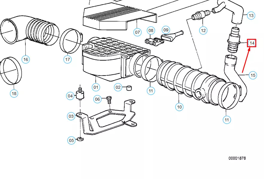 NEW BMW 5 E34 ENGINE CRANKCASE BREATHER HOSE CONNECTOR EML 11151719840 ORIGINAL