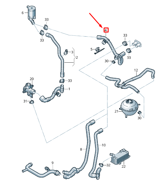 NEW VW TRANSPORTER VI T6 COOLANT HOSE 7E0122157BT ORIGINAL