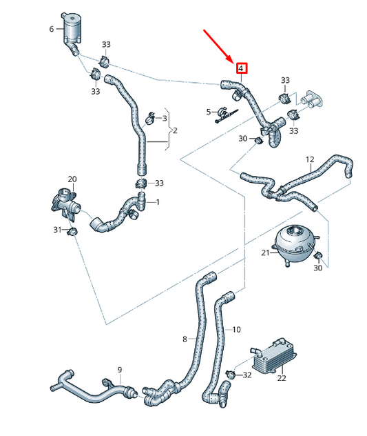 NEW VW TRANSPORTER VI T6 COOLANT HOSE 7E0122157BT ORIGINAL