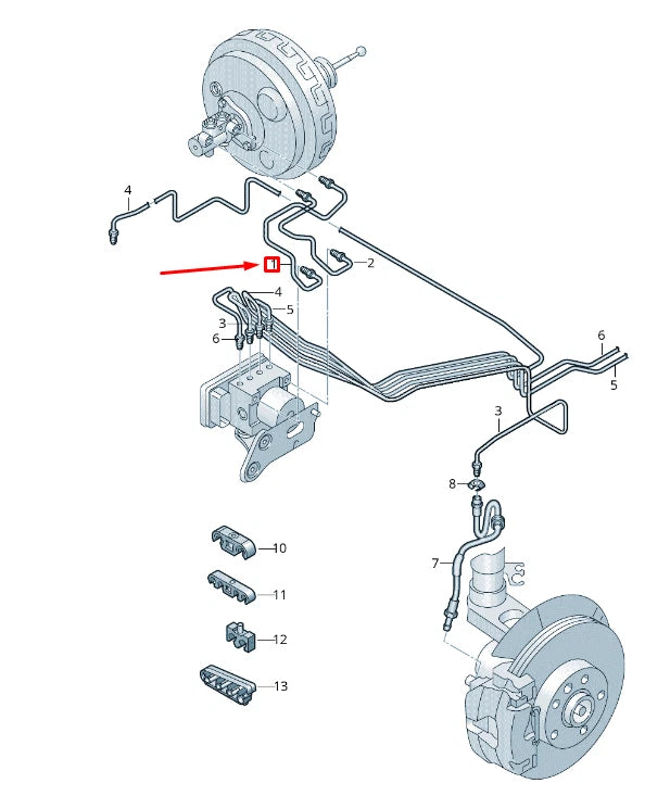 NEW VW TRANSPORTER VI T6 FRONT BRAKE PIPE LHD 7E1614741C