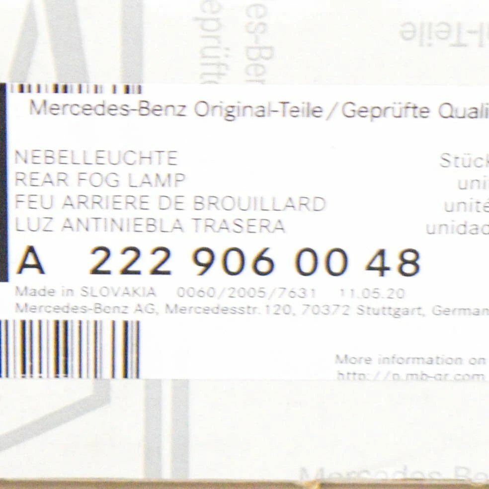 NEW MERCEDES-BENZ S-CLASS W222 REAR LED FOG LIGHT A2229060048