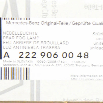 NEW MERCEDES-BENZ S-CLASS W222 REAR LED FOG LIGHT A2229060048