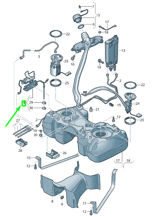 new volkswagen tiguan ad mk2 fuel tank extraction unit 5qf201607 original