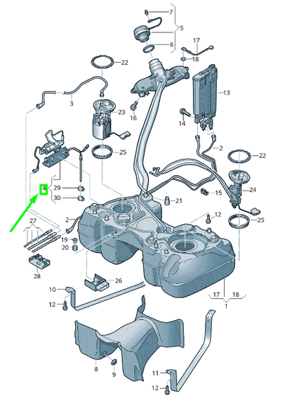 new volkswagen tiguan ad mk2 fuel tank extraction unit 5qf201607 original