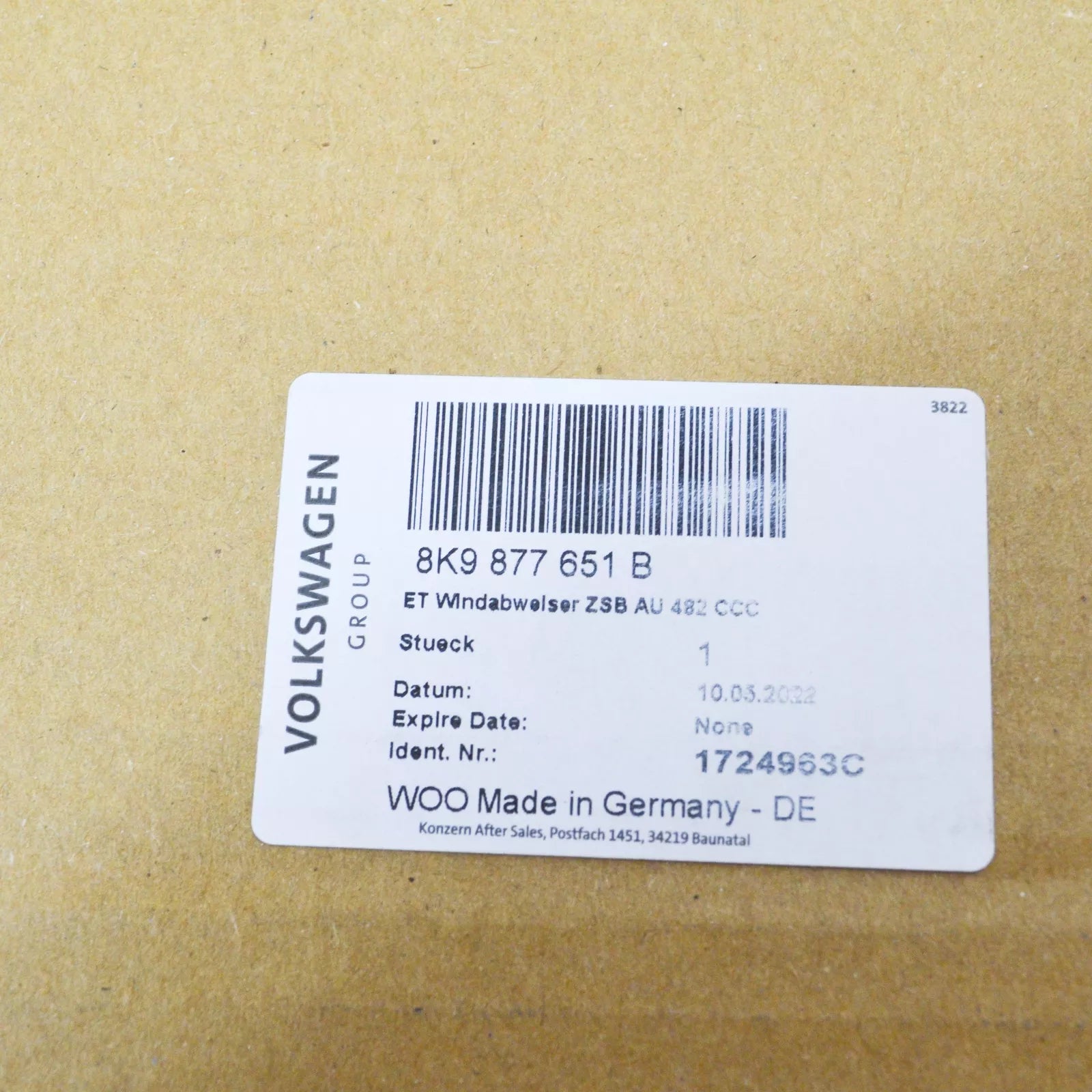 NEW AUDI Q3 8U FRONT SUNROOF AIR DEFLECTOR 8K9877651B