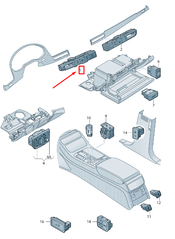 new audi a8 4h dashboard multiple switch 4h6959673c original