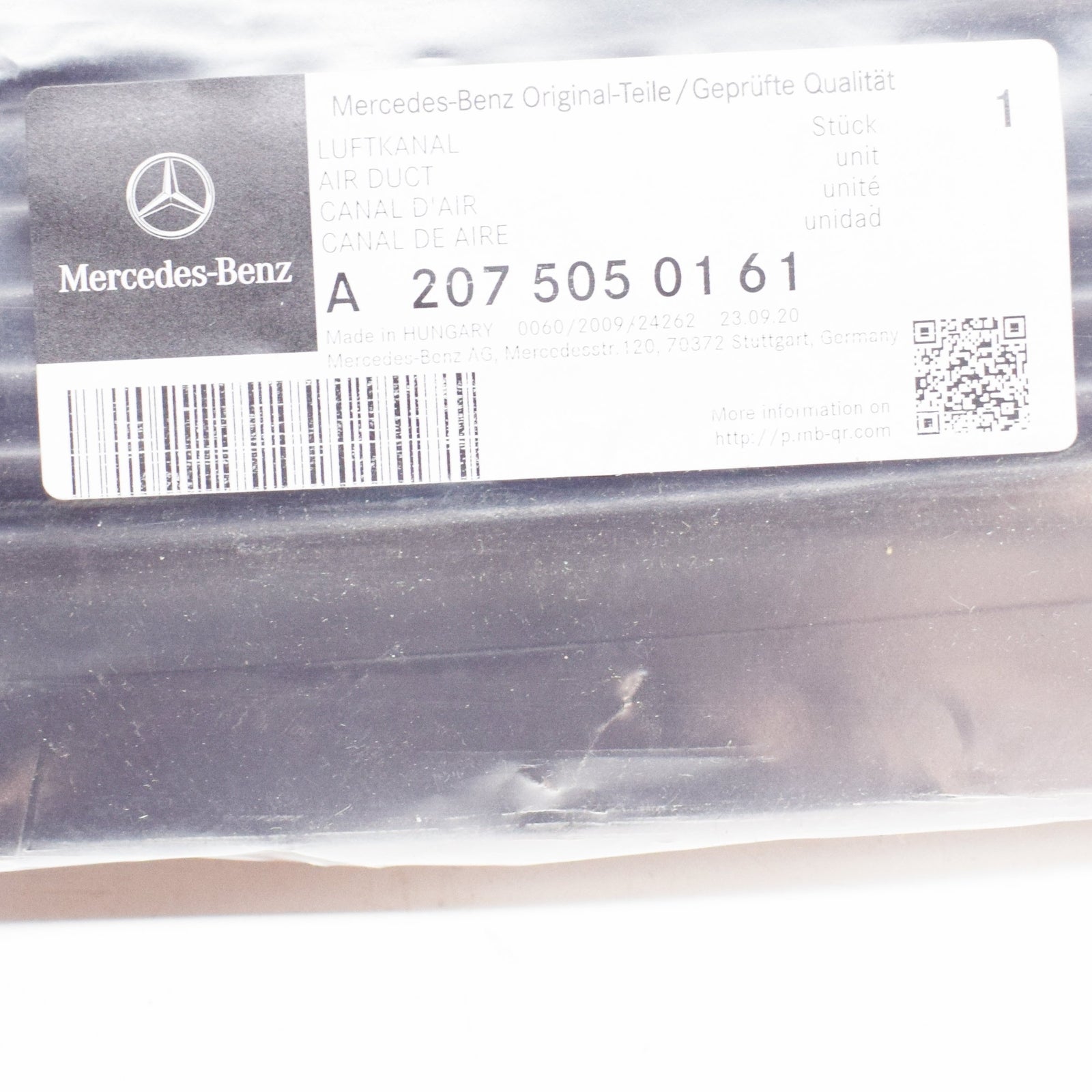 NEW MERCEDES-BENZ E-CLASS CONVERTIBLE A207 AIR DUCT A2075050161 ORIGINAL