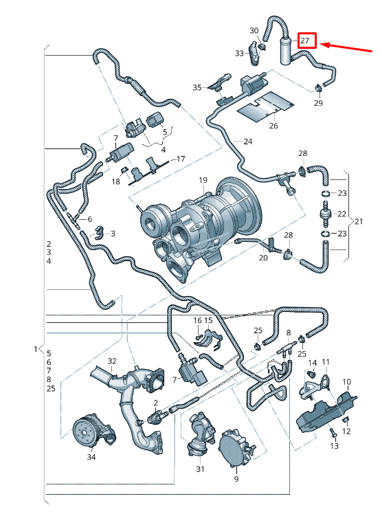 new audi q7 4m engine vent hose 4m0201994af original