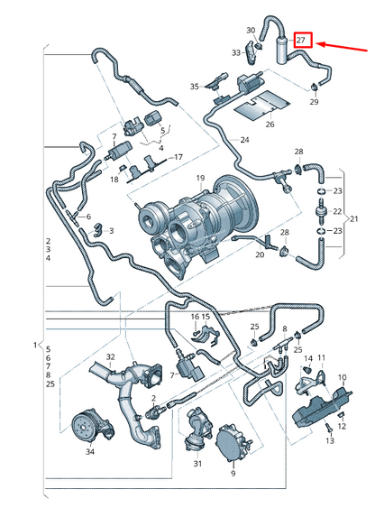 new audi q7 4m engine vent hose 4m0201994af original