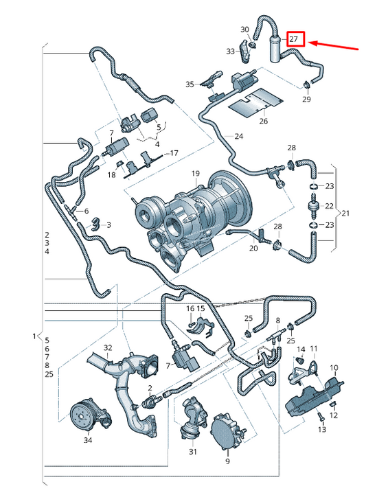 new audi q7 4m engine vent hose 4m0201994af original