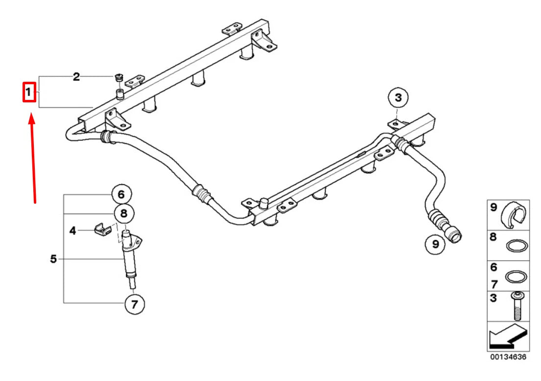 NEW BMW 5 E60 FUEL INJECTOR RAIL 7506923 13537506923 ORIGINAL