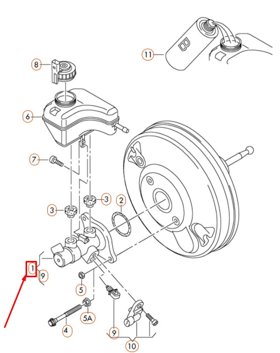 NEW AUDI A3 8P BRAKE MASTER CYLINDER LHD 1K1614019K ORIGINAL