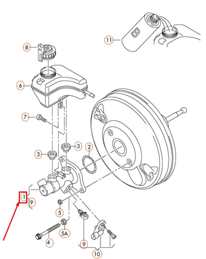 NEW AUDI A3 8P BRAKE MASTER CYLINDER LHD 1K1614019K ORIGINAL