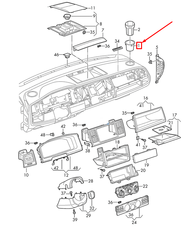 NEW VOLKSWAGEN TRANSPORTER T6 FRONT RIGHT CUP HOLDER RHD 7E2858604A82V ORIGINAL
