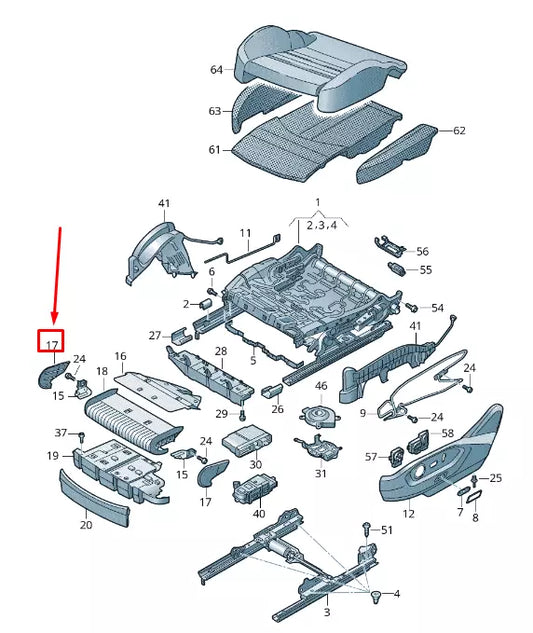 NEW VW TOUAREG CR RIGHT SEAT CUSHION DEPTH EXTENSION TRIM 4M08817922JV