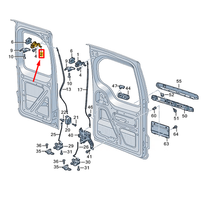 new vw caddy sb mk4 rear right upper door rotary latch lock 7la827162b original