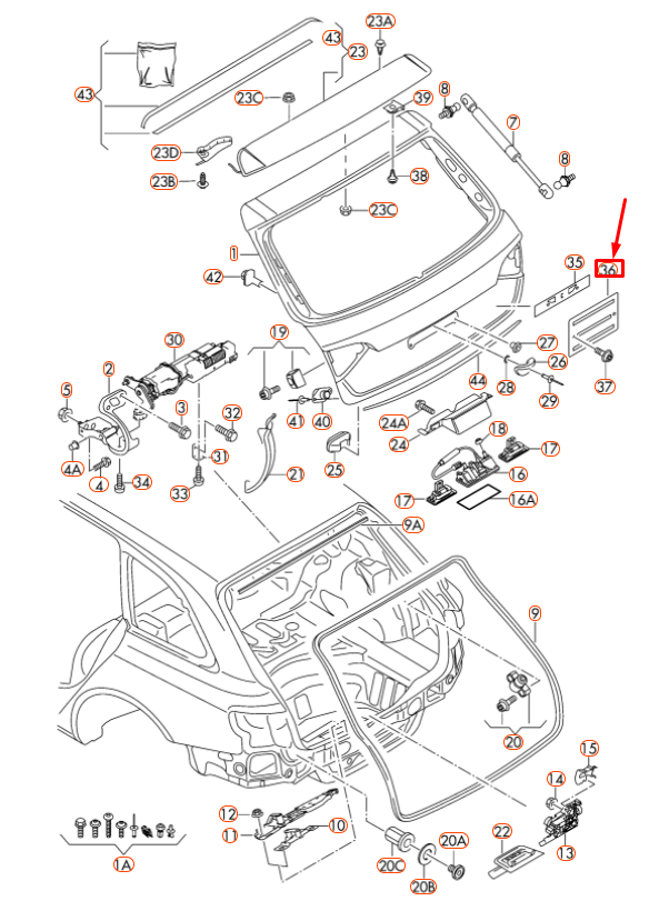 NEW AUDI A4 AVANT B8 REAR LICENSE PLATE HOLDER BRACKET 8T0827113A01C ORIGINAL