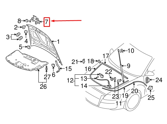NEW AUDI R8 SPYDER 42 FRONT HOOD RELEASE LEVER 4F0823480C ORIGINAL