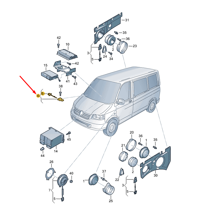 NEW VOLKSWAGEN TRANSPORTER T5 DASHBOARD TREBLE SPEAKER 7E0035411C ORIGINAL