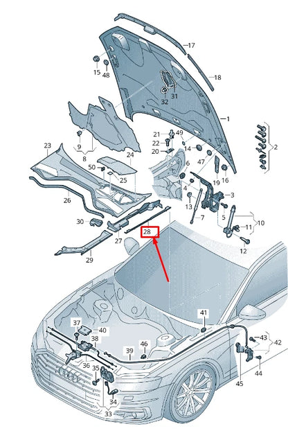 NEW AUDI A8 4N LEFT BONNET COVER 4N0820581C