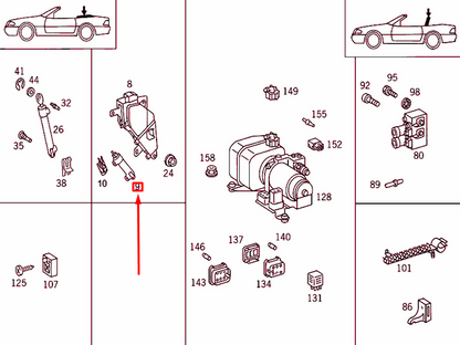 NEW MB SL R129 FOLDING TOP HYDRAULIC SYSTEM CENTRAL CYLINDER A1298002172