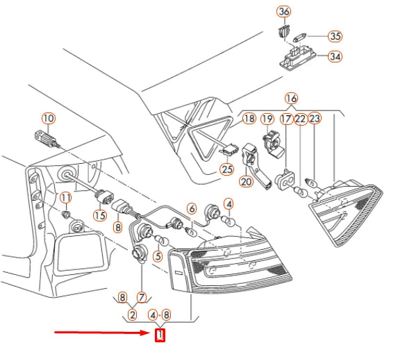 NEW AUDI A5 8T REAR LEFT OUTER TAILLIGHT 8T0945095A ORIGINAL