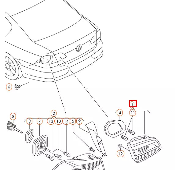 NEW VW PASSAT B7 REAR TRUNK BOOT LID LEFT SIDE TAILLIGHT 3AE945093J ORIGINAL